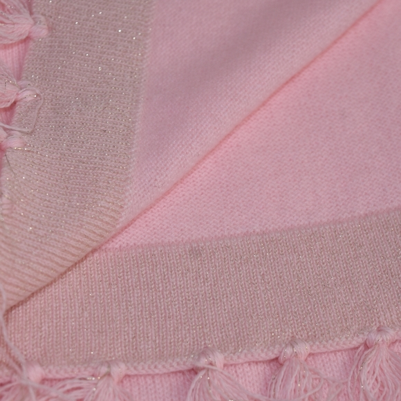 Lilly Pulitzer Take Me Away Cashmere Wrap Tassels Lurex Pink Gold Women's Scarf - Picture 9 of 11